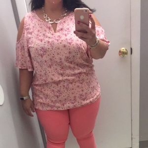 Cold shoulder short sleeve top